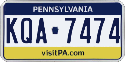 PA license plate KQA7474