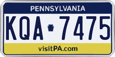 PA license plate KQA7475