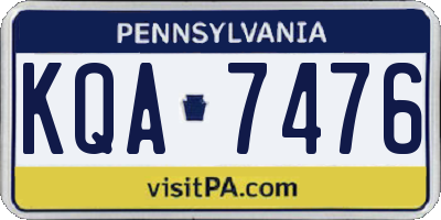 PA license plate KQA7476