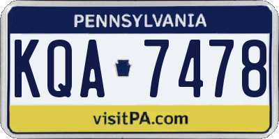 PA license plate KQA7478