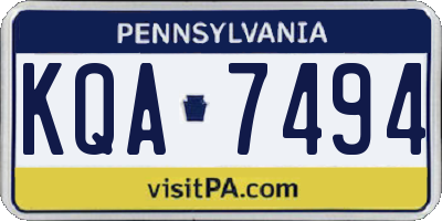PA license plate KQA7494