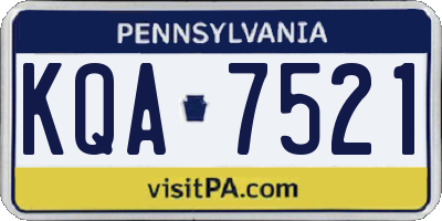 PA license plate KQA7521