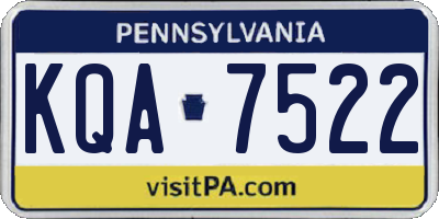 PA license plate KQA7522
