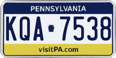 PA license plate KQA7538