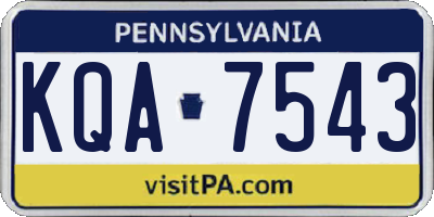 PA license plate KQA7543