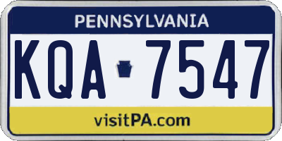 PA license plate KQA7547