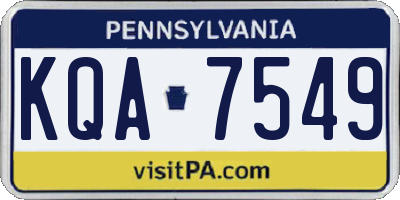 PA license plate KQA7549