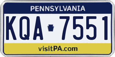 PA license plate KQA7551