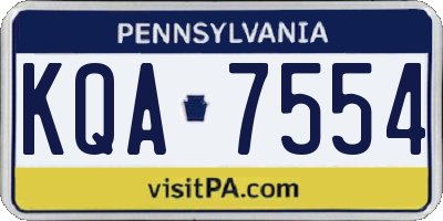 PA license plate KQA7554
