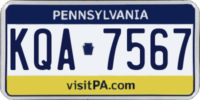 PA license plate KQA7567