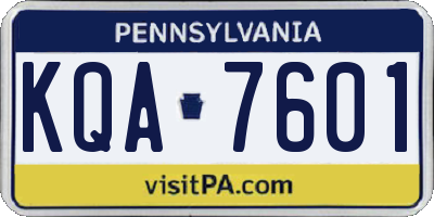 PA license plate KQA7601