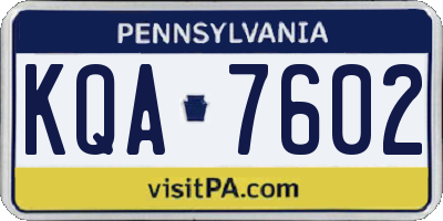 PA license plate KQA7602