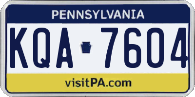 PA license plate KQA7604