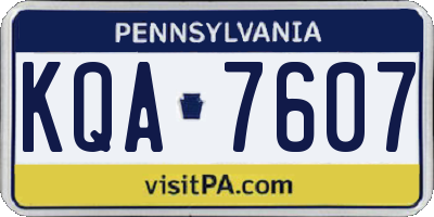 PA license plate KQA7607