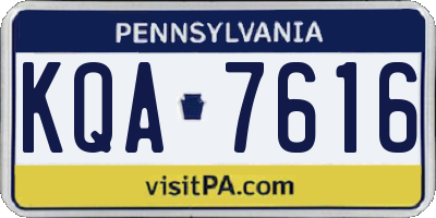 PA license plate KQA7616