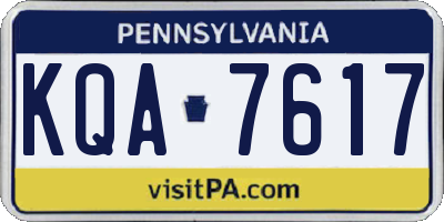 PA license plate KQA7617