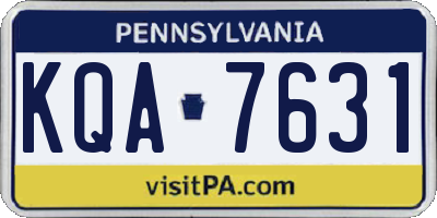 PA license plate KQA7631