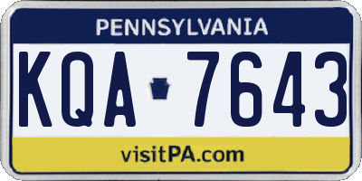 PA license plate KQA7643