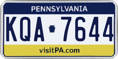 PA license plate KQA7644