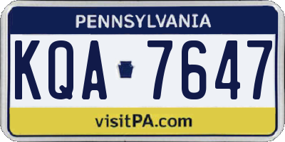 PA license plate KQA7647