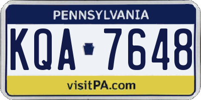 PA license plate KQA7648