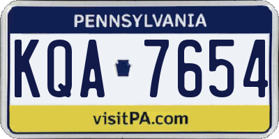 PA license plate KQA7654