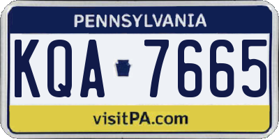 PA license plate KQA7665