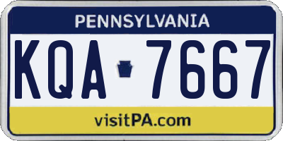 PA license plate KQA7667