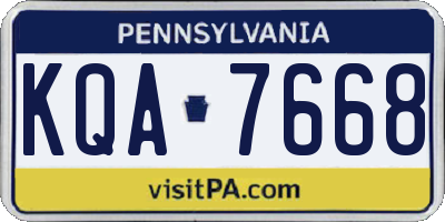 PA license plate KQA7668