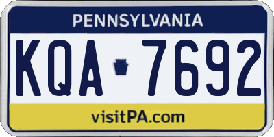 PA license plate KQA7692