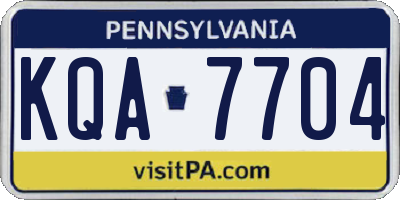 PA license plate KQA7704