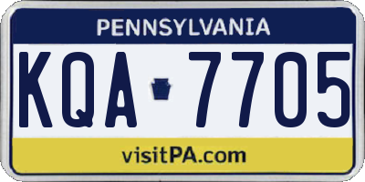 PA license plate KQA7705