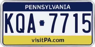 PA license plate KQA7715