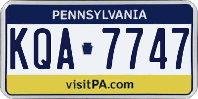 PA license plate KQA7747