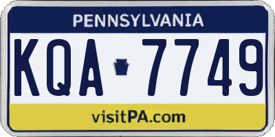 PA license plate KQA7749