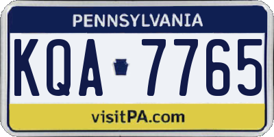 PA license plate KQA7765
