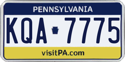 PA license plate KQA7775