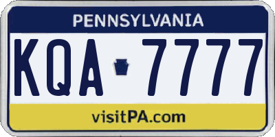 PA license plate KQA7777
