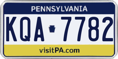 PA license plate KQA7782