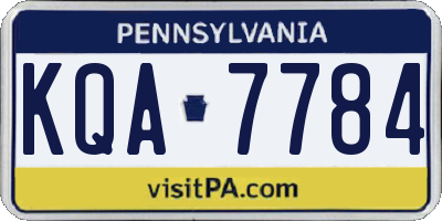 PA license plate KQA7784