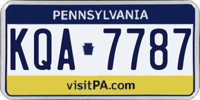PA license plate KQA7787