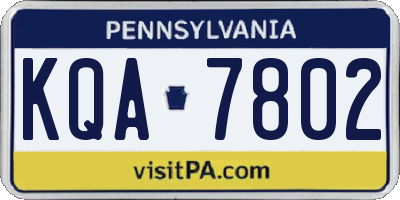 PA license plate KQA7802