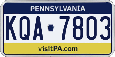 PA license plate KQA7803