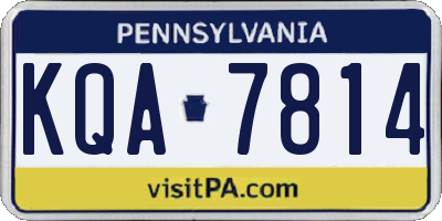 PA license plate KQA7814