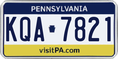 PA license plate KQA7821