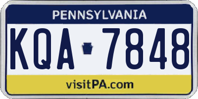 PA license plate KQA7848