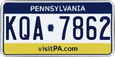 PA license plate KQA7862