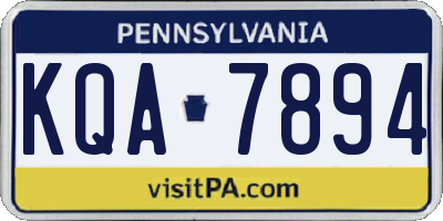 PA license plate KQA7894