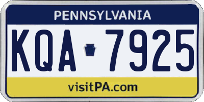 PA license plate KQA7925