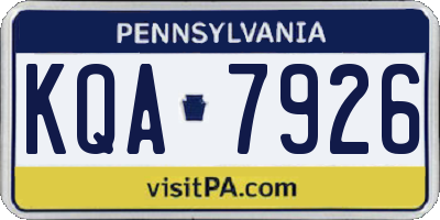 PA license plate KQA7926